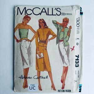 Vintage 80s Mccalls 7133 Adrian Cartmell Designer Wardrobe Pattern Sz 8 UNCUT.